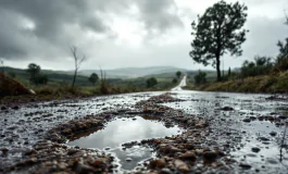 Immagine del maltempo in Toscana e Liguria con pioggia intensa