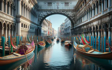 Immagine della regata delle befane a Venezia con barche colorate