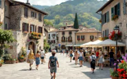 Vista panoramica di Roccaraso con turisti in visita