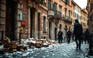 Manifestanti in tensione durante il presidio per Ramy a Roma