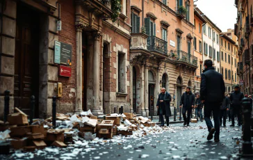 Manifestanti in tensione durante il presidio per Ramy a Roma