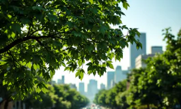 Alberi in una città italiana che combattono il cambiamento climatico