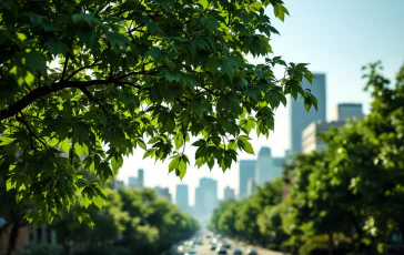 Alberi in una città italiana che combattono il cambiamento climatico