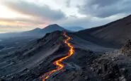 Colata lavica sull'Etna durante un'eruzione recente