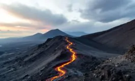 Colata lavica sull'Etna durante un'eruzione recente