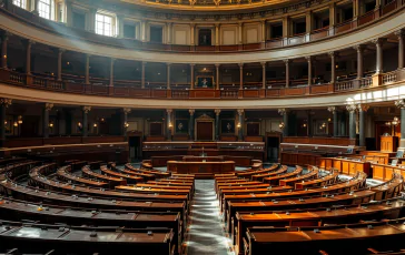 Ministra Santanché in un'aula vuota durante il dramma politico