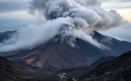 Eruzione dell'Etna con aerei in volo