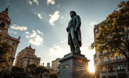 Statua di Che Guevara durante l'inaugurazione a Carrara