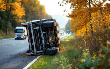 Camion ribaltato sull'autostrada A4 a Rondissone