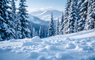 Panorama di Ovindoli con neve e impianti chiusi