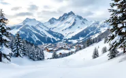 Panorama invernale di Roccaraso con neve e sciatori