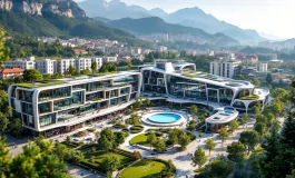 Vista del villaggio olimpico di Milano-Cortina in costruzione