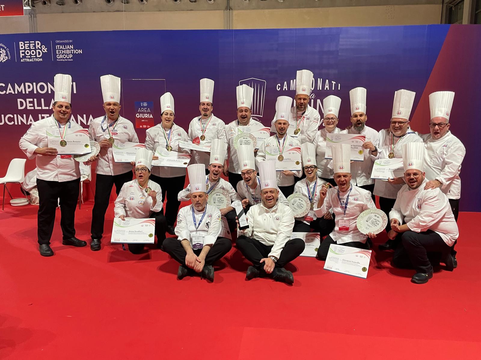 Oro al Culinary team e al Traditional food L’associazione cuochi Palermo trionfa a Rimini