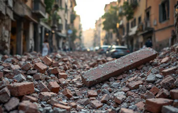 Immagine del crollo a Monteverde che ha colpito Roma