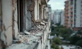 Immagine del crollo a Scampia con indagini in corso