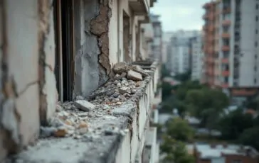 Immagine del crollo a Scampia con indagini in corso