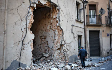 Immagine del crollo di una palazzina a Monteverde