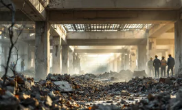 Immagine della demolizione della Vela Gialla a Scampia