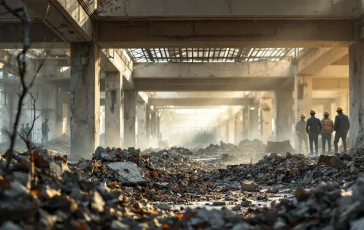 Immagine della demolizione della Vela Gialla a Scampia