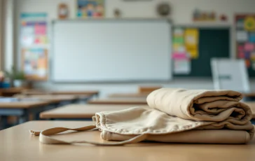 Bambini discutono sul grembiule scolastico in aula