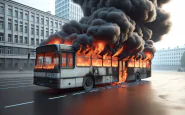 Un bus di linea in fiamme a Cappella Maggiore