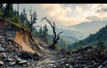 Immagine dei danni causati dal maltempo nel Mugello, Toscana