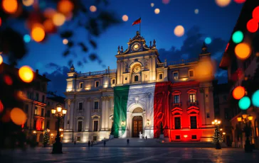 Palazzo Madama con il Tricolore italiano in evidenza