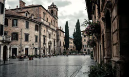 Piazza del Plebiscito a Viterbo durante l'incidente