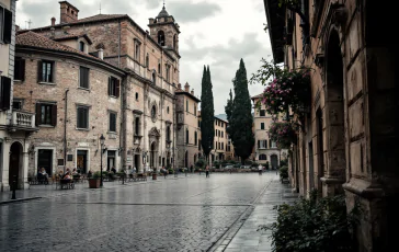 Piazza del Plebiscito a Viterbo durante l'incidente