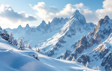 Scialpinista in azione tra le Dolomiti innevate